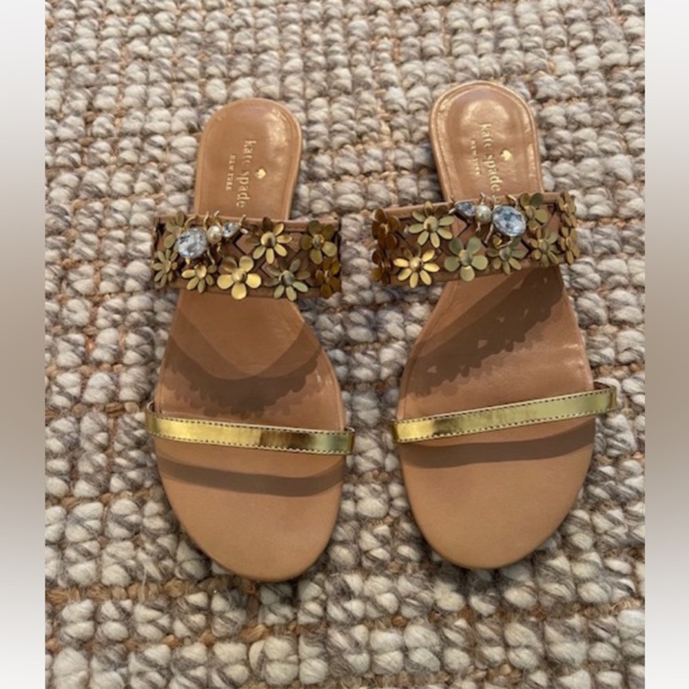 Kate Spade bloom sandals with floral and gem detail